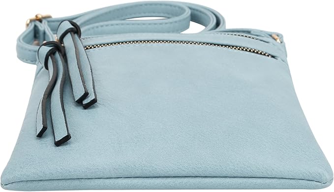 DELUXITY | Crossbody Purse Bag | Functional Multi Pocket Double Zipper Purse | Adjustable Strap | Medium Size Purse | Pacific