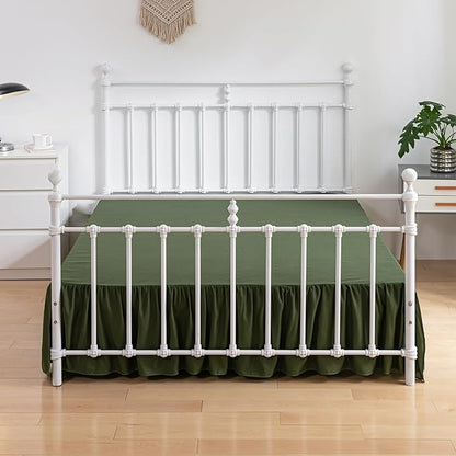 Bed Skirt Full Size Ruffled Bed Skirts with Split Corners, 18 Inch Drop Dust Ruffle Bed Skirt with Platform, Green, Full - 18" Drop