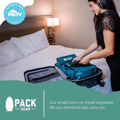 Pack Gear Hanging Luggage Organizer - Our Carry On Closet Insert Fits inside easily - Our Hanging Luggage Organizer Uses Velcro to Allow Instant Access to your Clothes (Mesh Green, Carry-On Size)