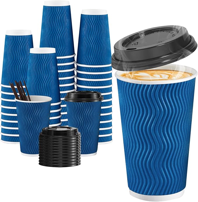 SIUQ 90 Pack 16 oz Disposable Coffee Cups