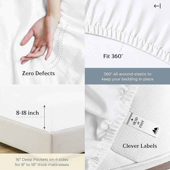 Mayfair Linen 100% Egyptian Cotton 2 Pack Twin Sheet Set - 500 Thread Count Cotton Sheets Twin Size (6 PC, Light Blue), Extra Soft, Cooling, Sateen Weave, 16" Deep Pocket College Dorm Room Bed Sheet