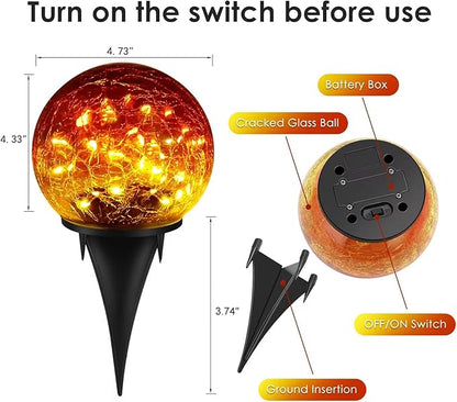2 Pack Garden Solar Lights Outdoor Decorative, 60 LED Gradient red Cracked
