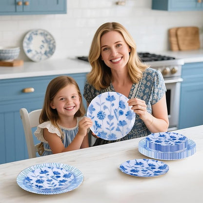 U-QE 20Pcs Blue Plastic Plates
