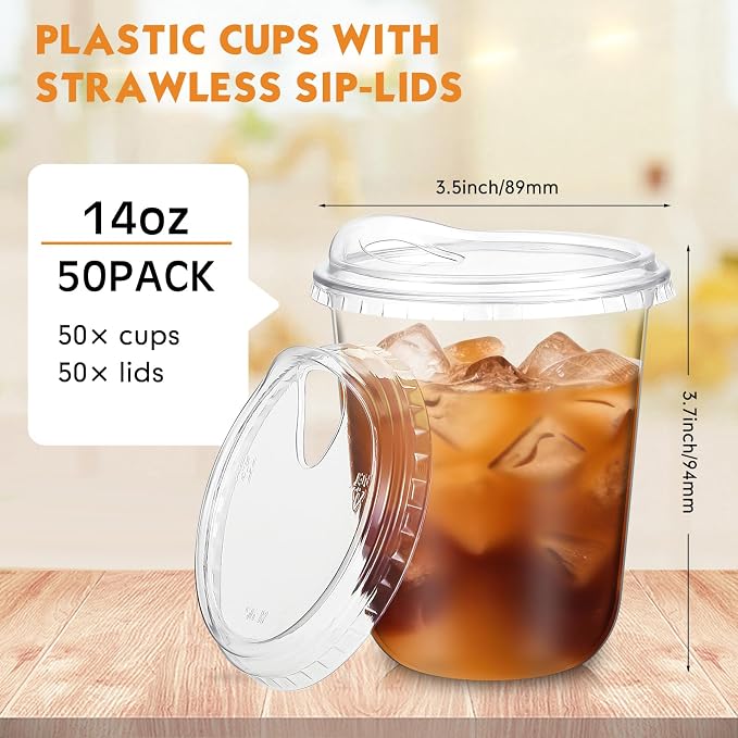 Baderke 50 Pcs Round Bottom Plastic Cups