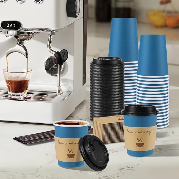 Clawsoff 100 Pack 10 oz Disposable Paper Coffee Cups