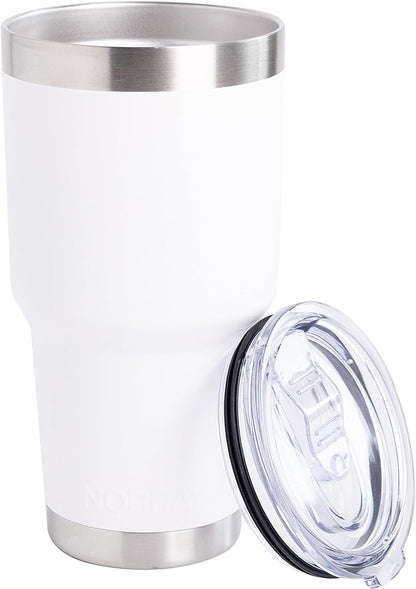 NORDAY | Tumbler with Lid - 30oz - White Insulated Tumbler - Stainless Steel Tumblers - Double Wall Vacuum Insulated Travel Coffee Mug for Car Cup Holder - Keeps Temperature for 24hr - Anti Spill Lid
