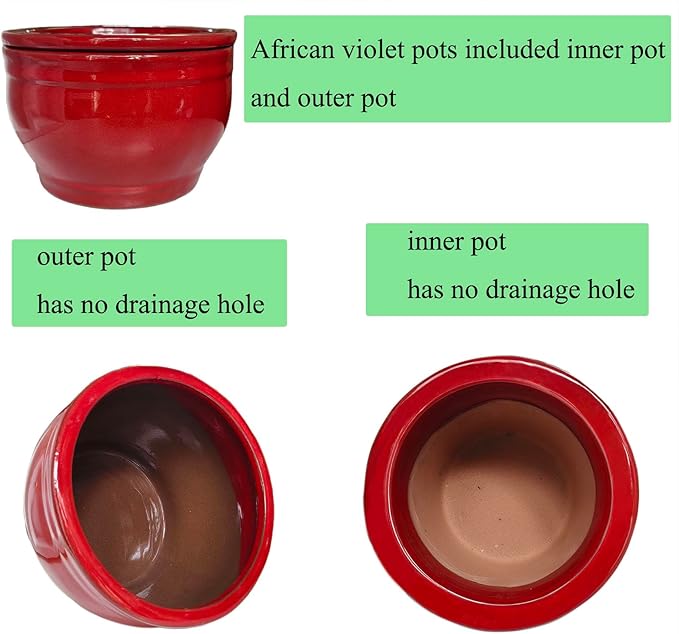 African Violet Pots Self Watering Round Ceramic Violet Pot