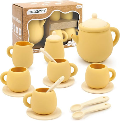 MCGMITT Toy Tea Set, Silicone Tea Party Set