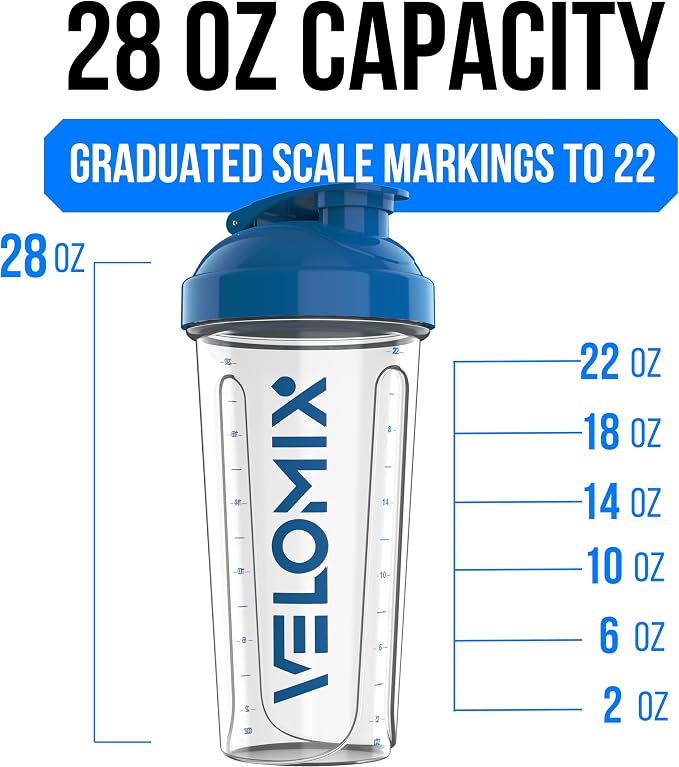 VELOMIX 2 Pack 28oz Protein Shaker Bottle, Leak Proof Shaker Cups