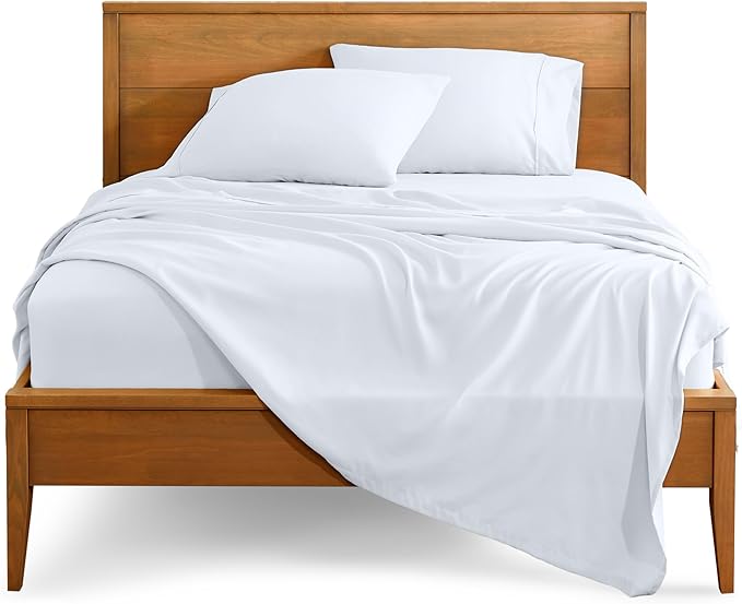 Bare Home Full Sheet Set - Luxury 1800 Ultra-Soft Microfiber Full Bed Sheets - Double Brushed - Deep Pockets - Easy Fit - 4 Piece Set - Bedding Sheets & Pillowcases (Full, White)