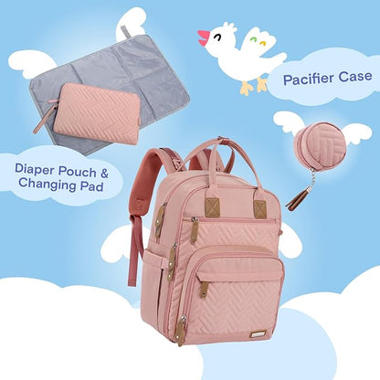 iniuniu Diaper Bag Backpack, 4 in 1 kit Large Unisex Baby Bags for Boys Girls, Waterproof Travel Back Pack with Diaper Pouch