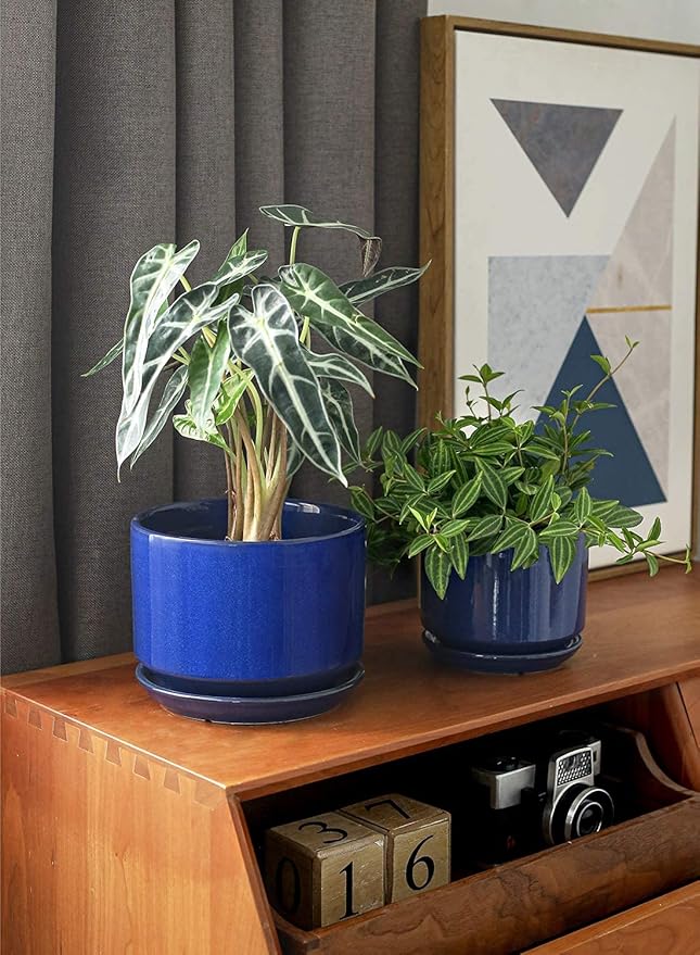 LE TAUCI Ceramic Plant Pots, 4.3+5.3+6.8 inch, Planters