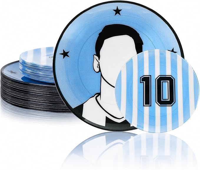 20Pcs Blue Plastic Soccer Plates, Disposable Plates