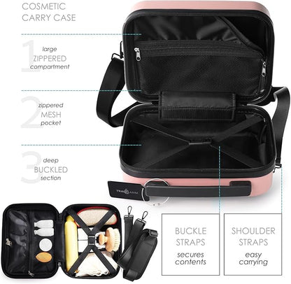 22 Inch Carry On Luggage 22x14x9 Airline Approved, Carry On Suitcase with Wheels, Hard-shell Carry-on Luggage, Durable Luggage Carry-On, Pink Small Suitcase with Cosmetic Case