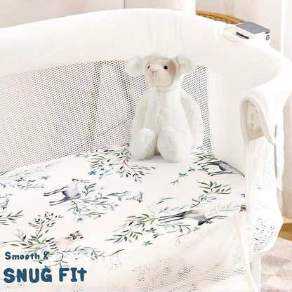 Stretchy Ultra Soft Fitted Bassinet Sheet Set 3 Pack, Universal Fit for Bassinets Baby Cradle Moses Basket Oval Rectangle Mattress Safe and Snug, Stylish Print