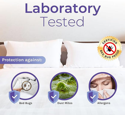 Hygea Natural Queen Size Tear-Free Vinyl Box Spring & Mattress Cover - Waterproof, Anti-Bed Bug and Allergen-proof, Zippered Encasement - 60” x 80” x 9” Deep - Durable Protection