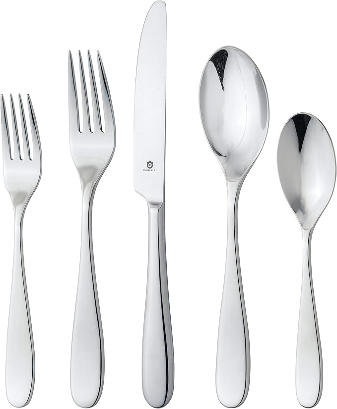 Silverware Set for 4 – 18/10 Stainless Steel Flatware, Mirror Finish, Dishwasher Safe, Heavy-Duty, Rust Resistant, Elegant Cutlery (20-Piece Set, Fidenza)