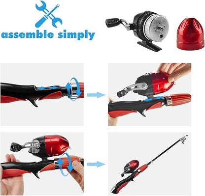 Urban Deco Kids Fishing Pole Set Portable Telescopic Kids Fishing Rod and Reel Combo Kit with Tackle Box for Beginners, Boys,Girls,Youth,Children