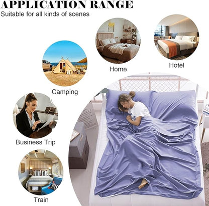 Sleeping Bag Liner,Travel Sheet & Adult Sleep Sack, Camping Sheets Travel Sleep Sack for Backpacking,Hotels & Hostels -Lightweight Single &Double Travel Sheet Camping Sheets