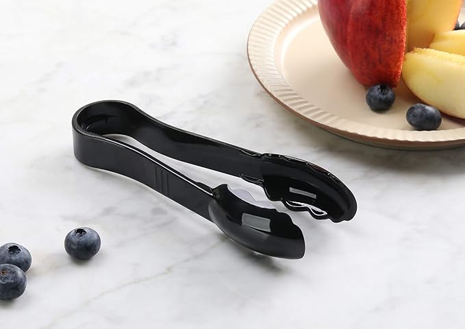New Star Foodservice 35698 Utility Tong High Heat Plastic, Scalloped, 6 inch, Black, Set of 12