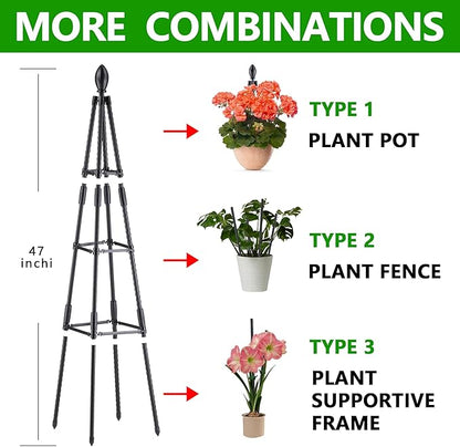 4 Ft Tower Obelisk Trellis for Potted Climbing Plants, Garden Trellis Rustproof