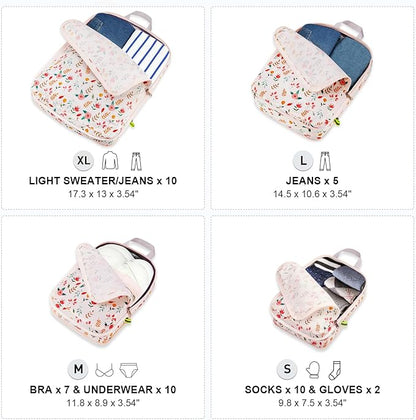Gonex Compression Packing Cubes, 3pcs/4pcs Expandable Storage Travel Luggage Bags Organizers