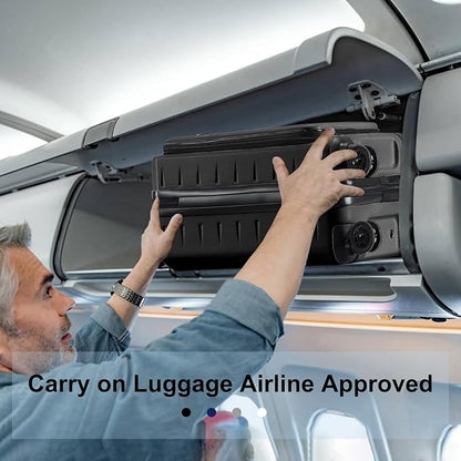 Carry On Luggage 22×14×9 Airline Approved, 20 Inch Lightweight ABS+PC Hard Shell Suitcases with Front Pocket, Spinner Wheels, TSA Lock (Black, 1PC)