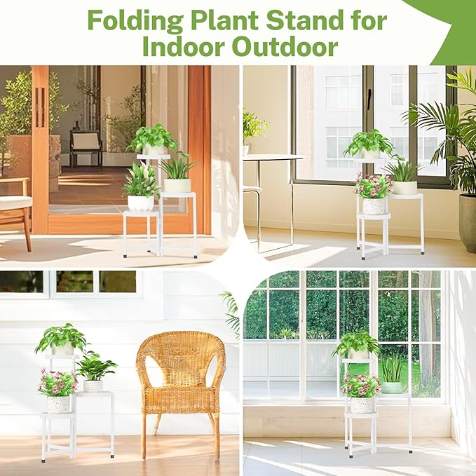 iDavosic.ly 3 Tier Folding Plant Stand Indoor Outdoor