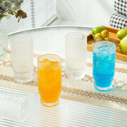 4 Pack Vintage Glassware Drinking Glasses Set, 16 oz Hobnail Glassware