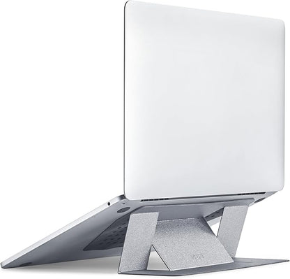 MOFT Laptop Stand for Desk, Adhesive Laptop Stand with 2 Adjustable Viewing Angles, Foldable and Portable Computer Stand Compatible with MacBook Air, MacBook Pro 11"-16", Silver