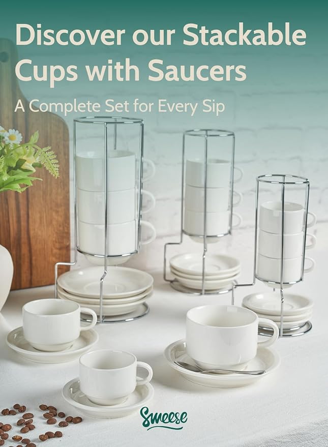 Sweese 2.5 Ounce Porcelain Stackable Espresso Cups