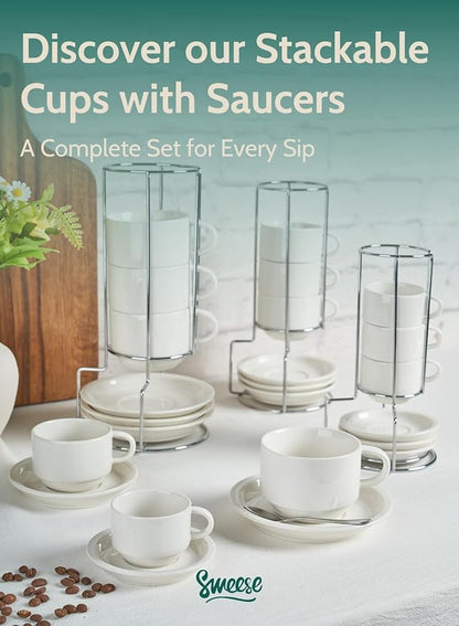 Sweese 2.5 Ounce Porcelain Stackable Espresso Cups