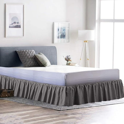 Bed Skirt - Ruffled Bed Skirt (Full XXL, Dark Grey) 12 Inch Drop Dust Ruffle with Platform, 100% Cotton 800 Thread Count Fabric - Dust Ruffle Bedskirt for Easy Fitting and Easy Care