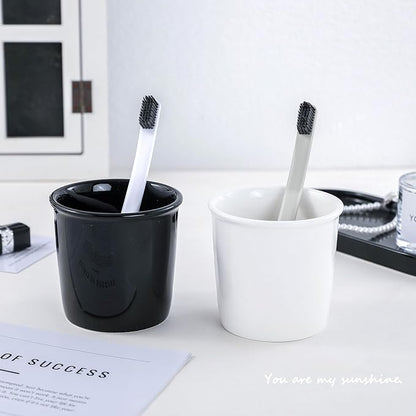 Ceramic household toothbrush cup, 300ml large capacity | Minimalist handle-less