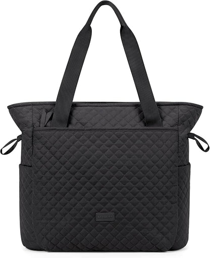 BAGSMART 25L Quilted Tote Bag Large Shoulder Bag with Top Handle for Women, Machine Washable Work Travel Handbag