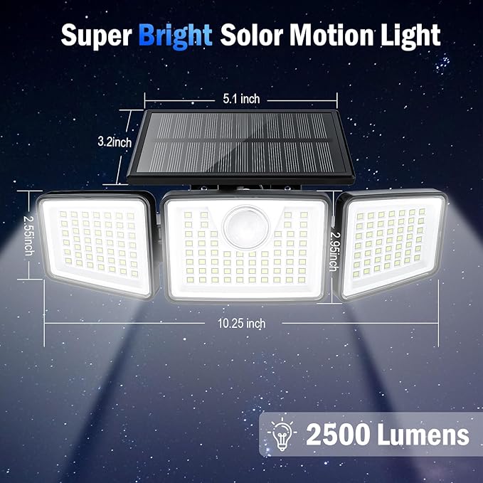 2500LM Solar Lights Outdoor