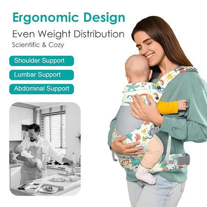 Newborn Baby Front Carrier Backpack, Toddler Baby Body Carrier, 7-66 Lbs Ergonomic Design, Lumbar Support, Lightweight