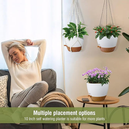 10 inch Self Watering Hanging Planters, 2 Pack Hanging Baskets