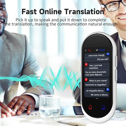 Language Translator Device, Portable Translator No WiFi Needed, Offline Voice Photo Translation, 137 Languages Supported, High Accuracy Translator Device for Travel Business Learning (White)