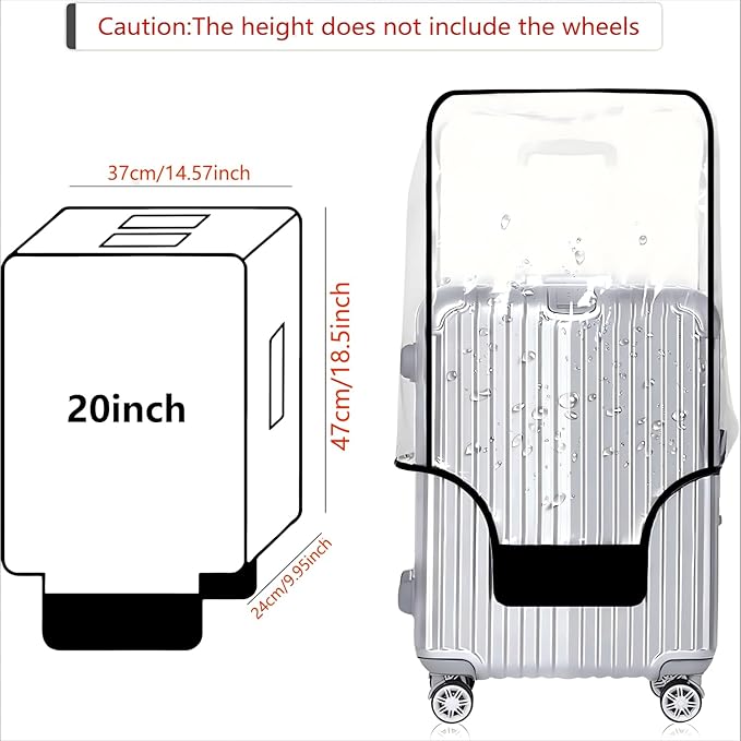 20-21 Inch PVC Luggage Protector Cover for TSA Approved Clear Suitcase Protector Transparent Luggage Protective Cover Case Suitable for 20"-21"