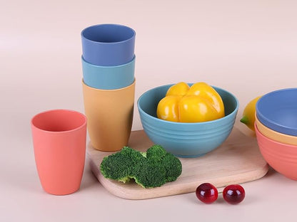 Wheat Straw Unbreakable Cup - 12 oz Reusable Drinking Glasses Sets