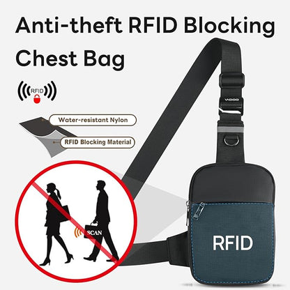 VADOO Mini Sling Bag, Small Crossbody Bag with RFID Blocking for Women and Men, Lightweight Chest Phone Bag for Travel Casual