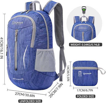 ZOMAKE 25L Ultra Lightweight Packable Backpack, Foldable Hiking Backpacks Water Resistant Small Folding Daypack for Travel(Dark Blue)