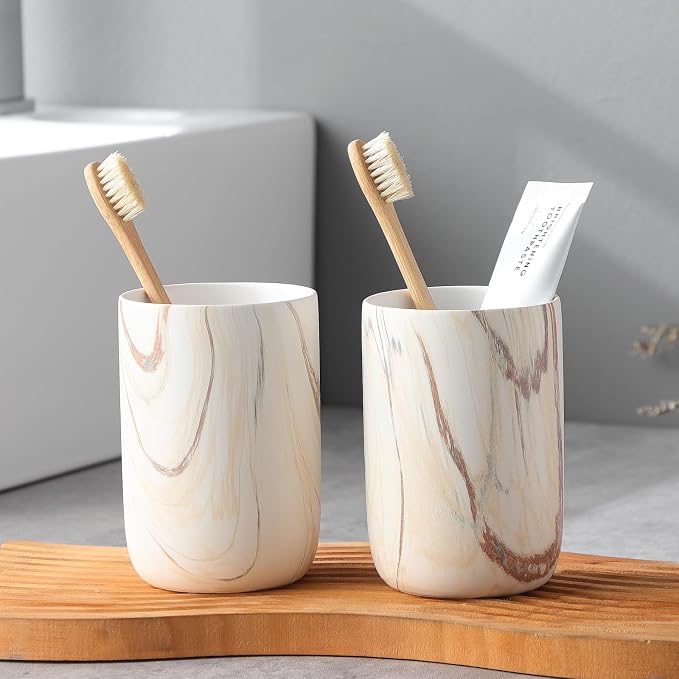 Brown Marble Toothbrush Holders