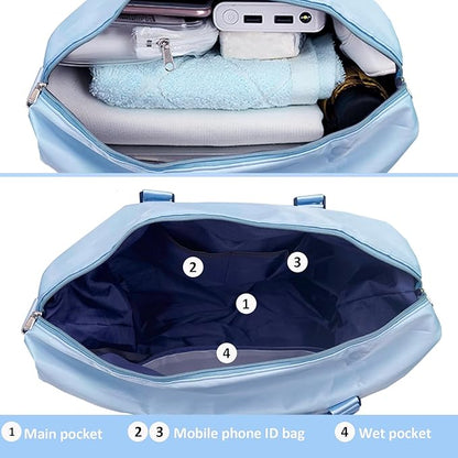 Travel Duffle Bag, Waterproof Sport Tote Gym Bag for Women Men, Overnight Weekender Carry On Bag with Wet Pocket