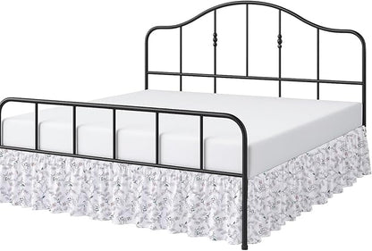Cottington Lane Ruffled Bed Skirt King Size with Split Corner, Brushed Microfiber Hotel Quality Dust Ruffle, 18 Inch Drop Gathered Bedskirt, Soft, Stylish, Shrink & Fade Resistant, Coco Rose Leaf