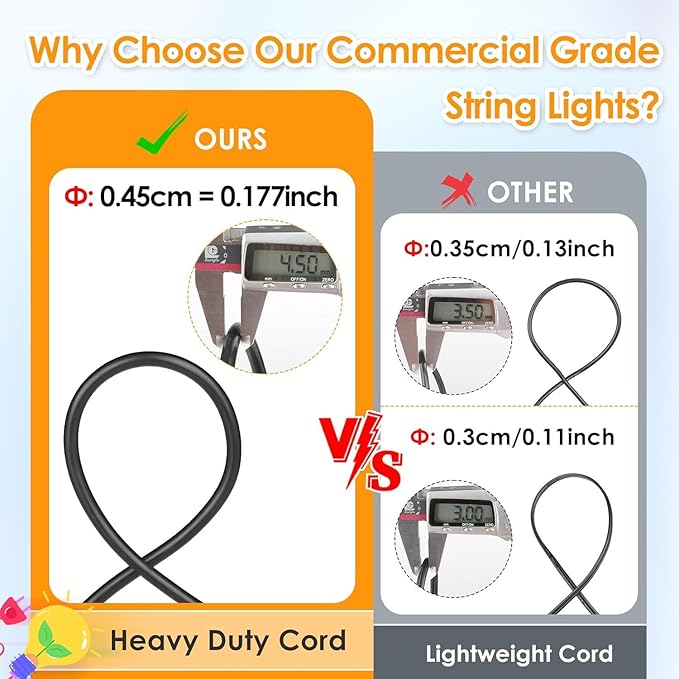 Mlambert 3 Color Outdoor LED Dimmable String Lights