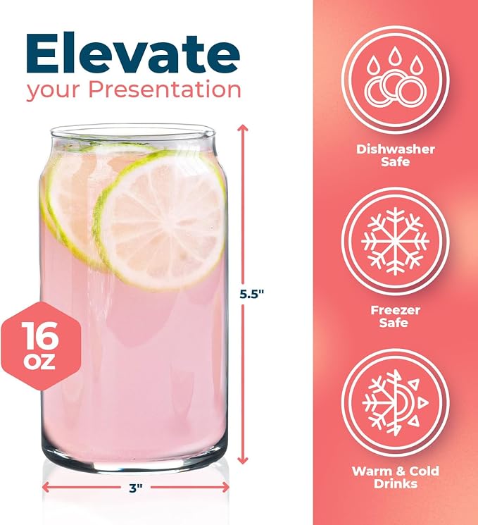 Can Shaped Drinking Glasses 16 oz