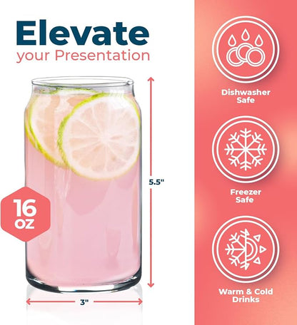 Can Shaped Drinking Glasses 16 oz