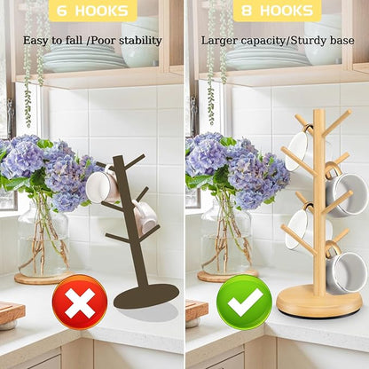 Mug Holder Tree, New Upgraded 360° Rotated 8 Hooks Coffee Cup Holder
